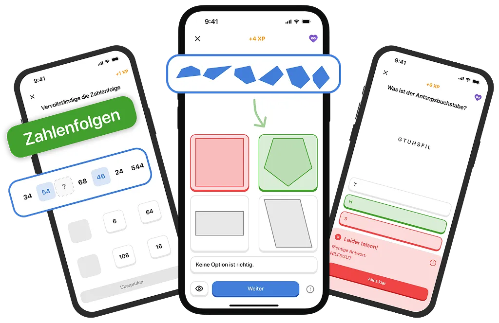 Three app screenshots